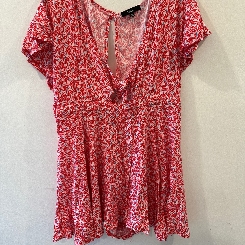 Lulus Red & Blue Pattern Romper - image 2